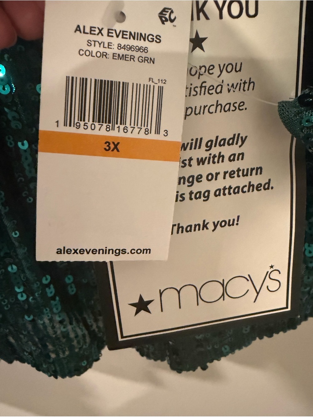Alex Evenings Women's Plus Size Sequin Twinset Green One Piece size 3X - Picture 4 of 10